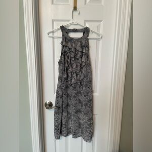 ECI New York Black and White Patterned Ruffle Dress